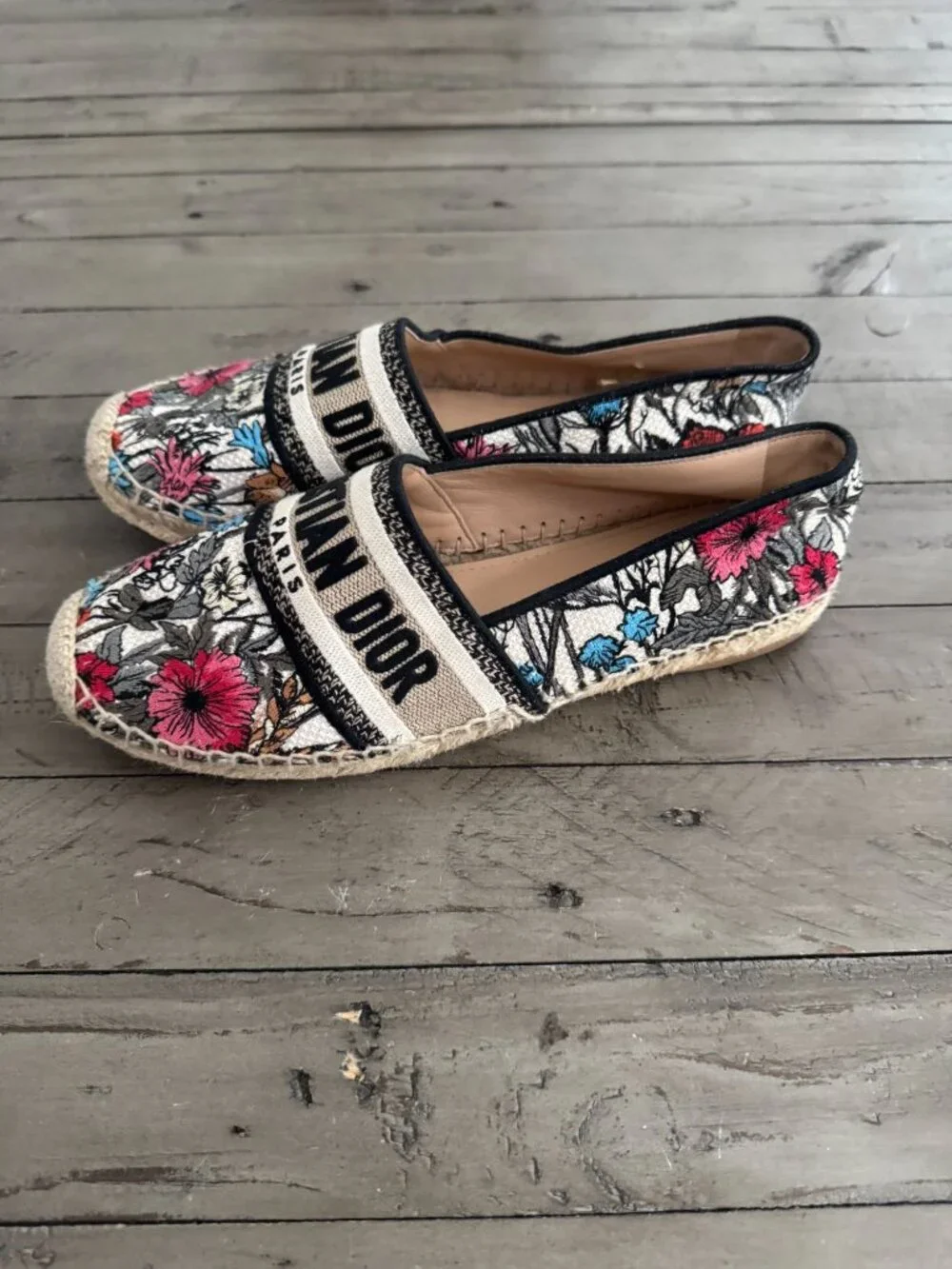 Christian Dior Granville Canvas Jardin d'Hiver Mille Fleurs Espadrille Flats 39